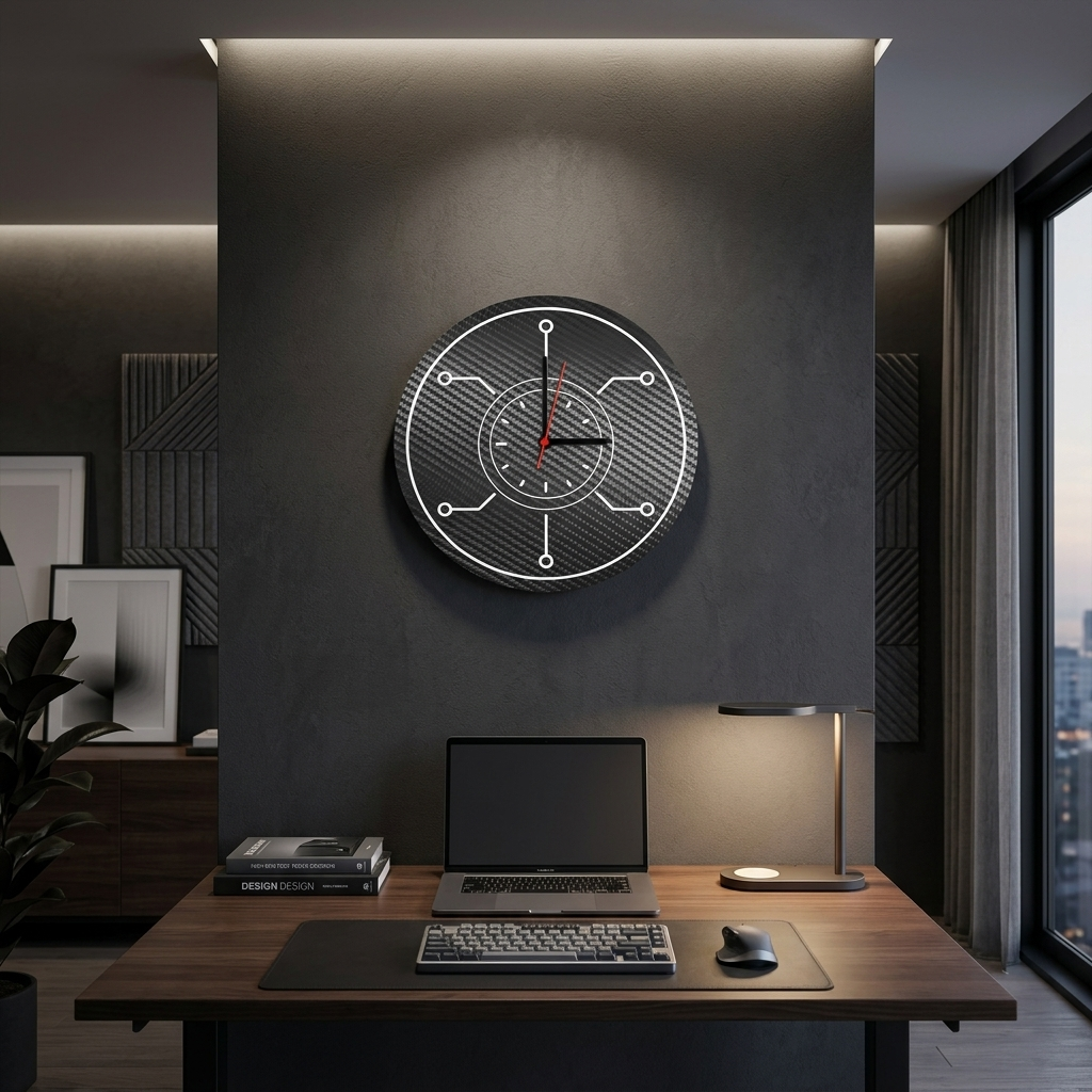 hf_20260331_130031_56fb308a-6da7-49c7-9926-7b5828bad6a7 Стенен часовник - Карбон